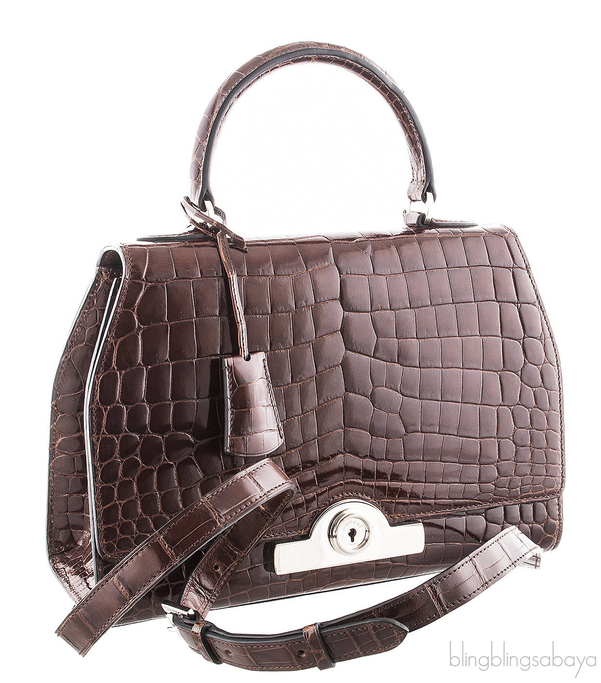 Rejane Brown Patent Crocodile PM*