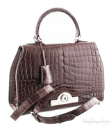 Rejane Brown Patent Crocodile PM*