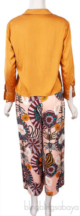 Gold Top & Printed Wide Leg Trouser