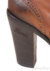 Brown Brogue Perforated High Boots