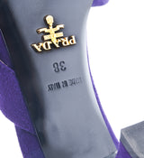 Purple Suede Red Crystal Sandals