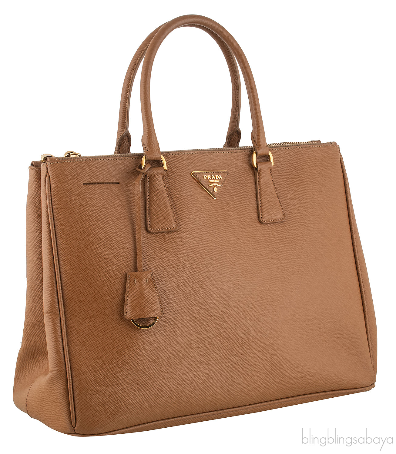 Gold Saffiano Double Zip Tote