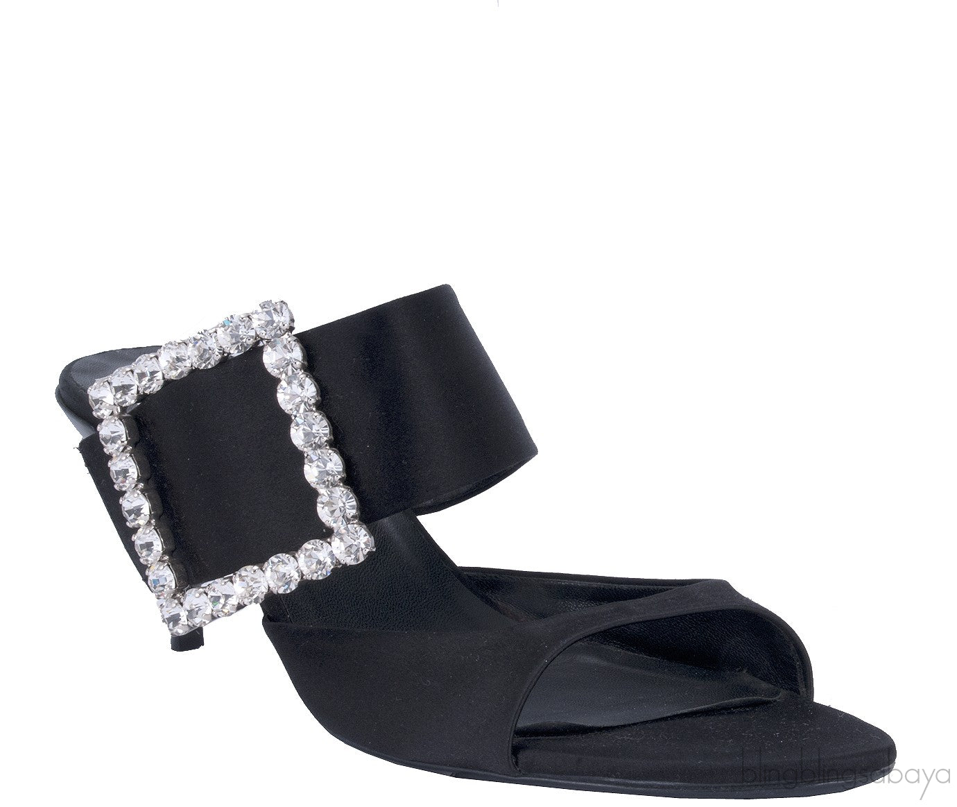 Black Nylon Crystal Sandals