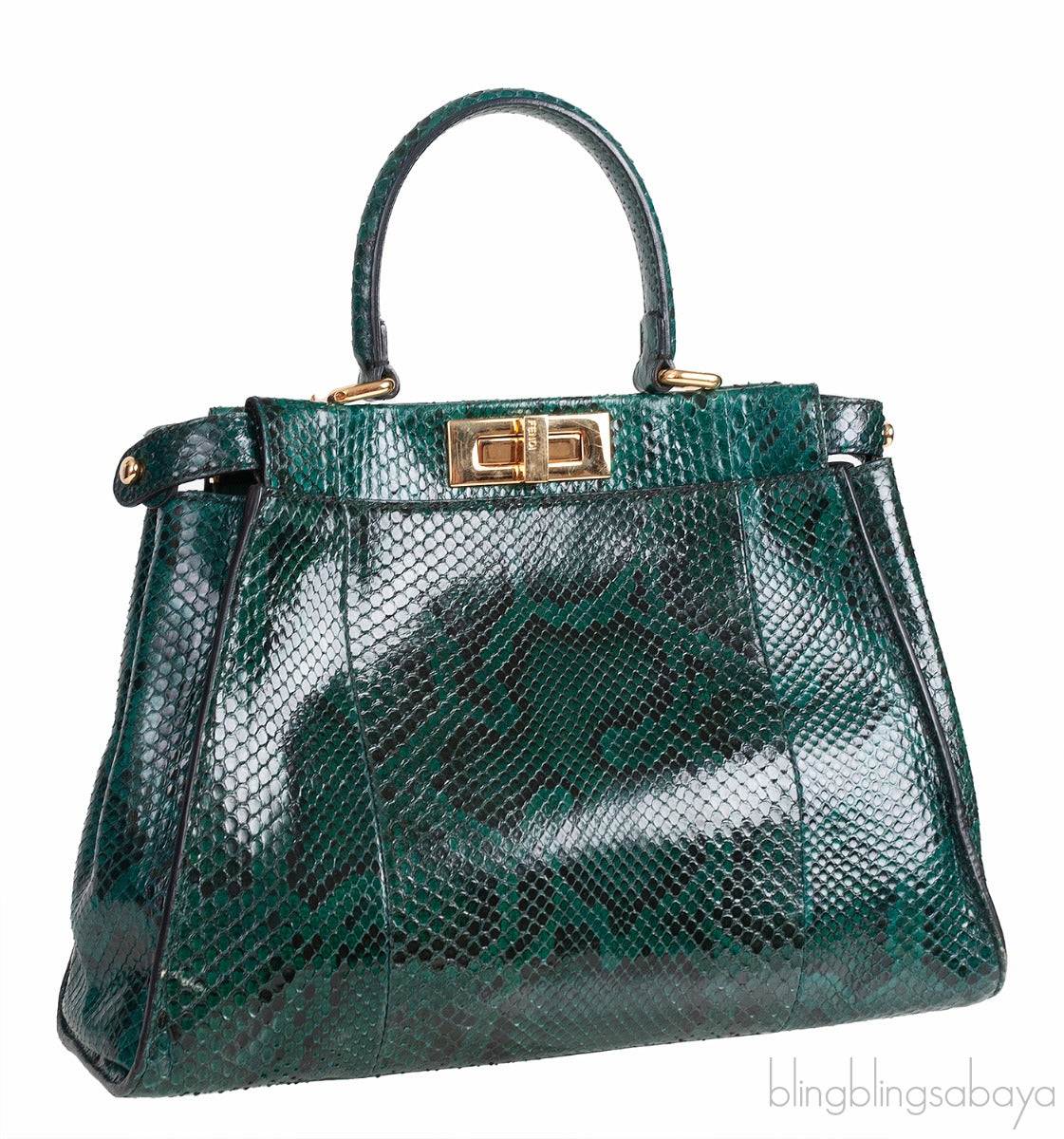 Fendi Peekaboo Medium Green Python Bag