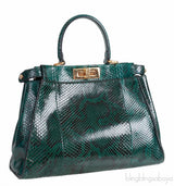 Fendi Peekaboo Medium Green Python Bag
