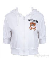 White Reverse Embroiderie Bear Hoodie