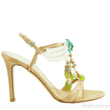 Pearl Embellished T-strap Sandals