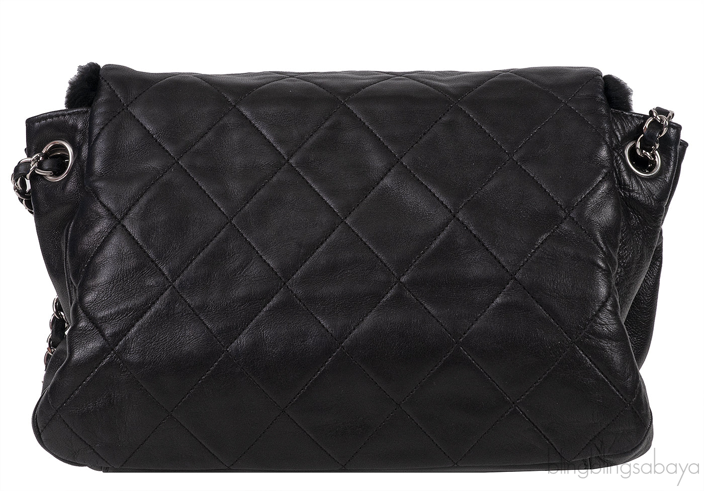 Black Quilted Rabbit Fur Bag