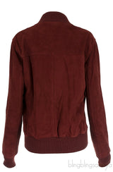 Burgundy Suede Bomber Jacket