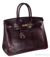 Birkin 35 Prune Crocodile Porosus GHW