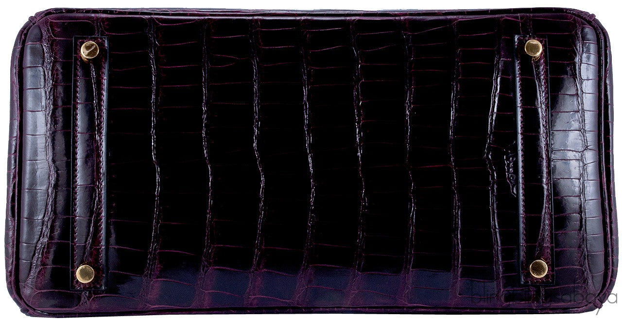 Birkin 35 Patent Prune Crocodile