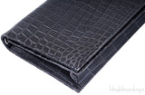 Grey Patent Alligator Clutch Bag