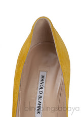 Yellow Suede Pointed Toe Heels