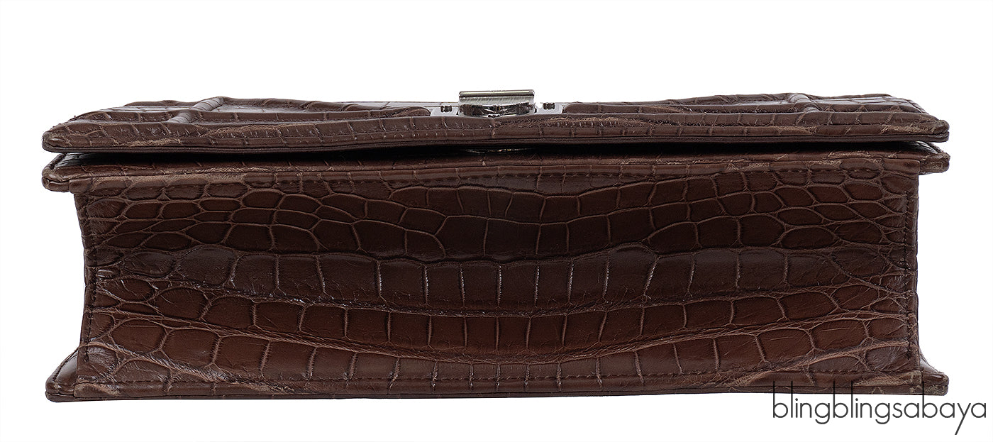 Christian Dior Diorama Brown Crocodile Flap Bag