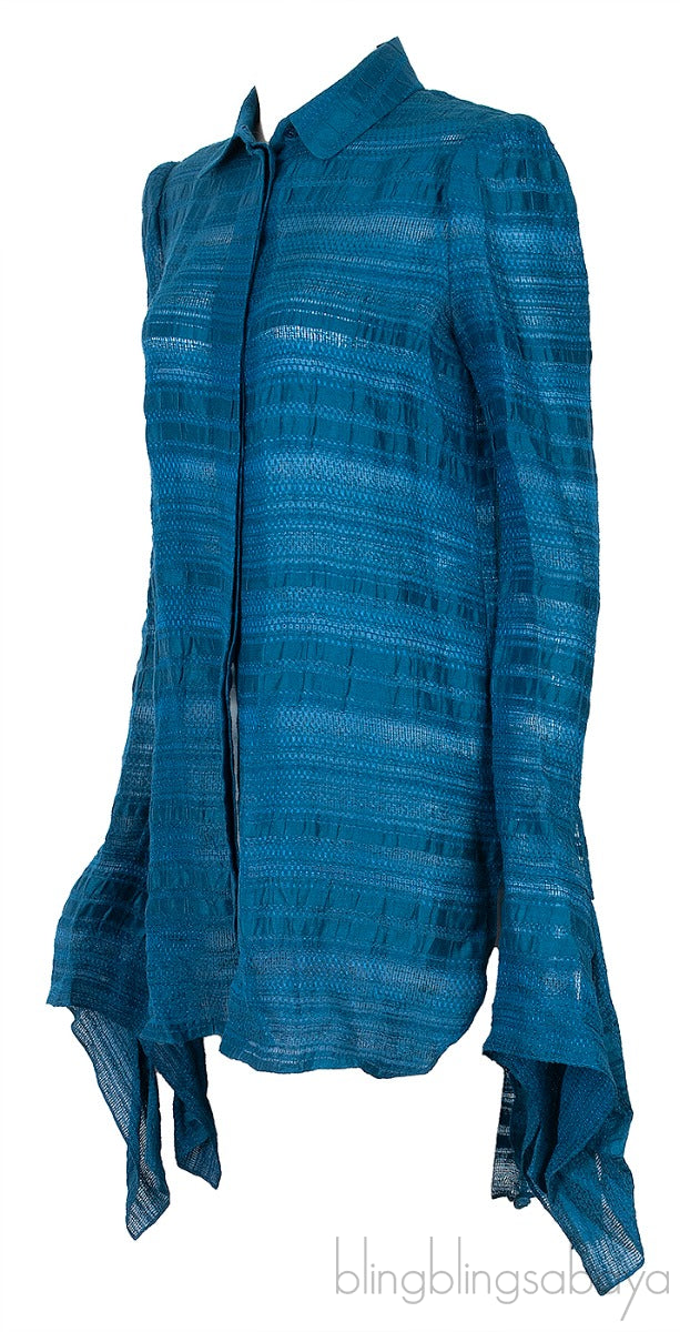 Scuba Blue Long Back Asymmetrical Sleeve Shirt