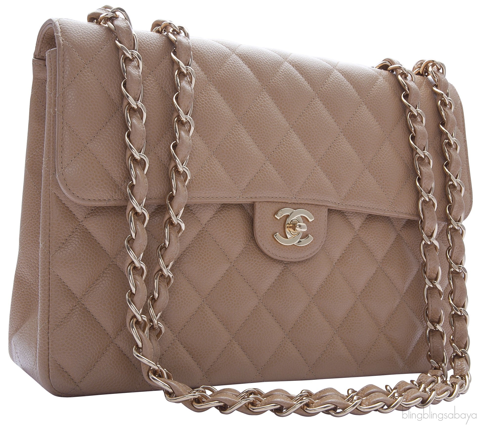 XL Jumbo Tan Caviar Leather