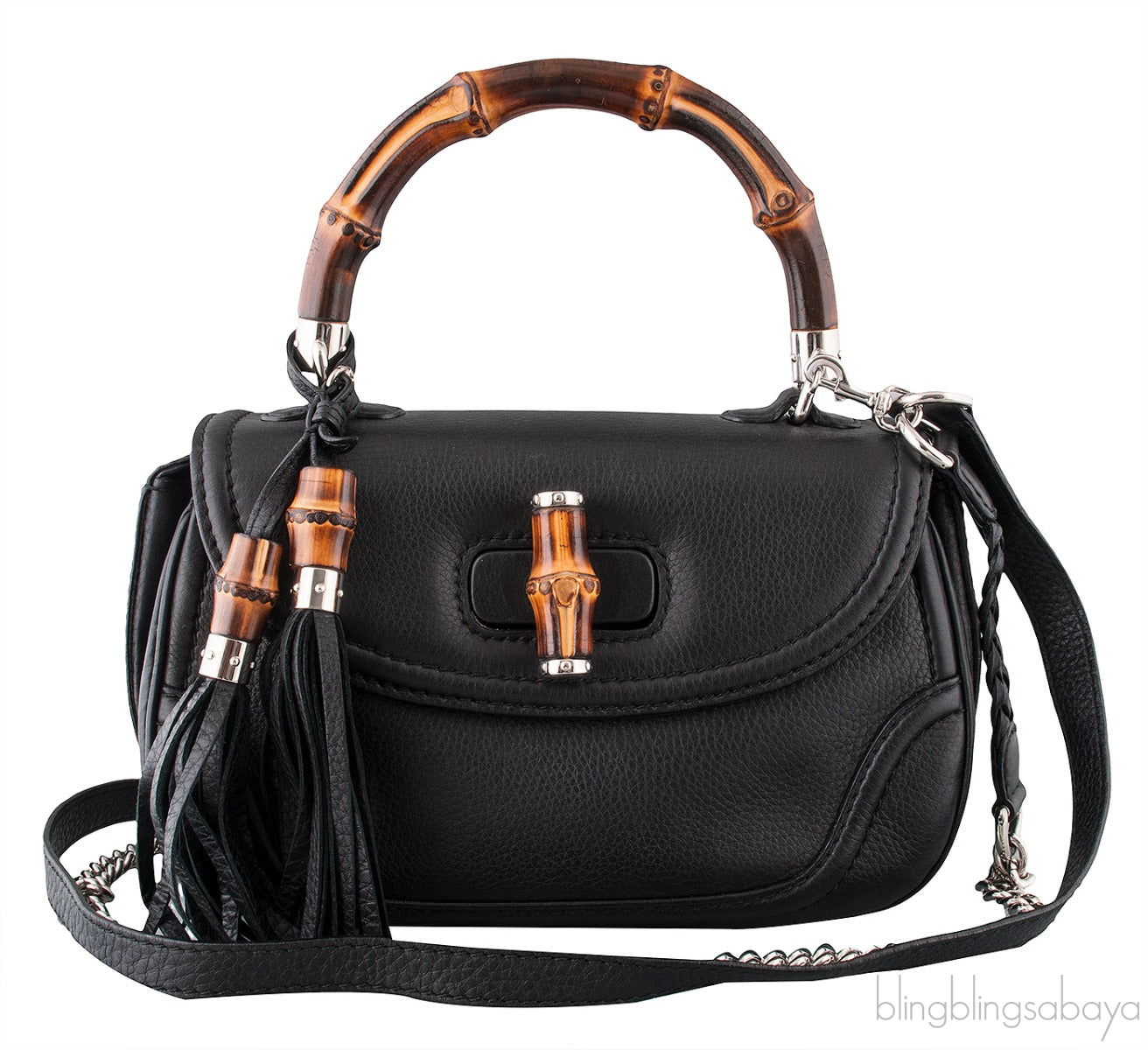 Black Bamboo Top Handle Bag