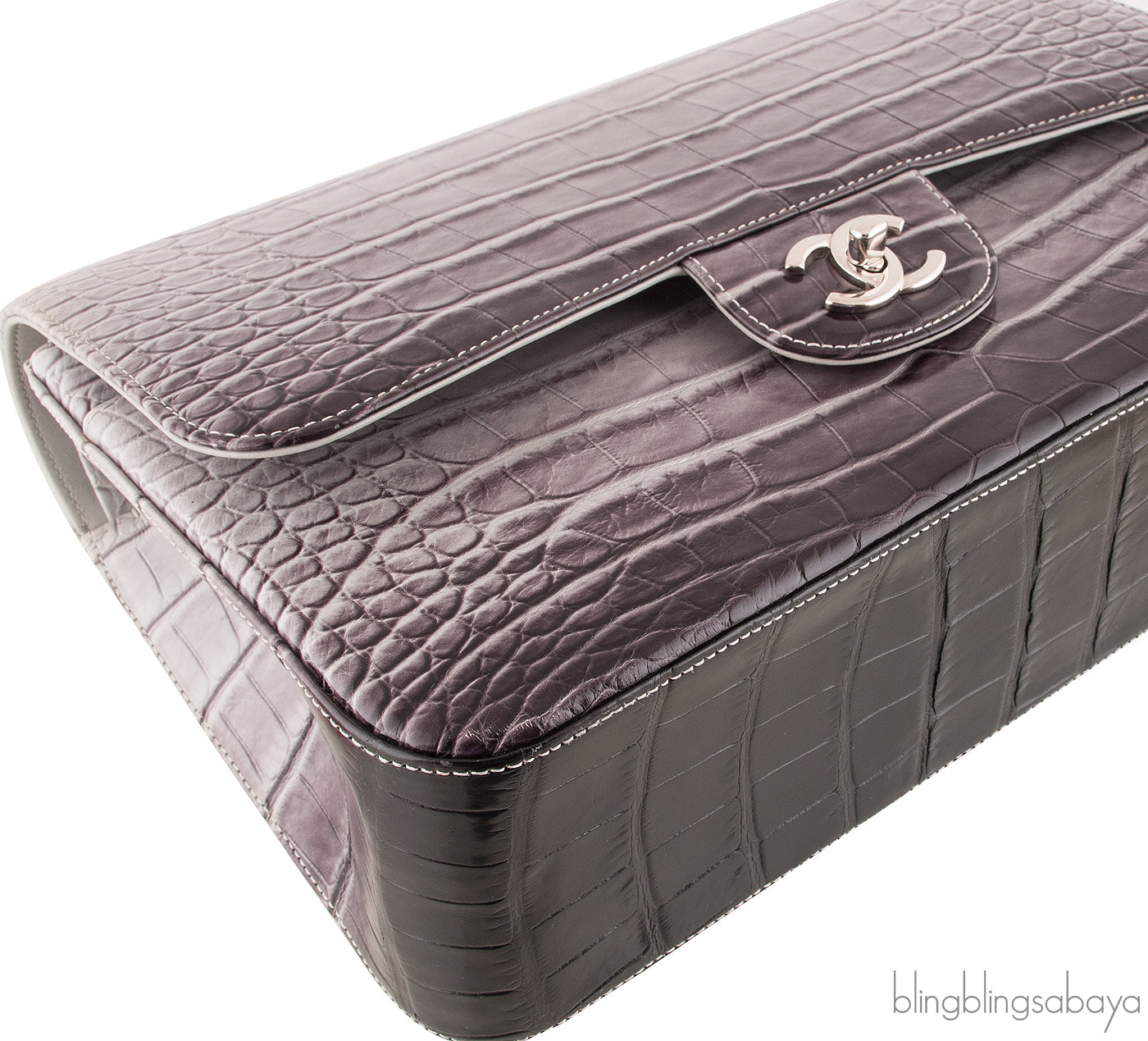 Ombre Grey Crocodile Flap Bag