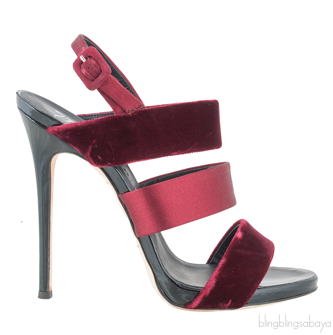 Burgundy Velvet Strappy Sandals