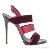 Burgundy Velvet Strappy Sandals