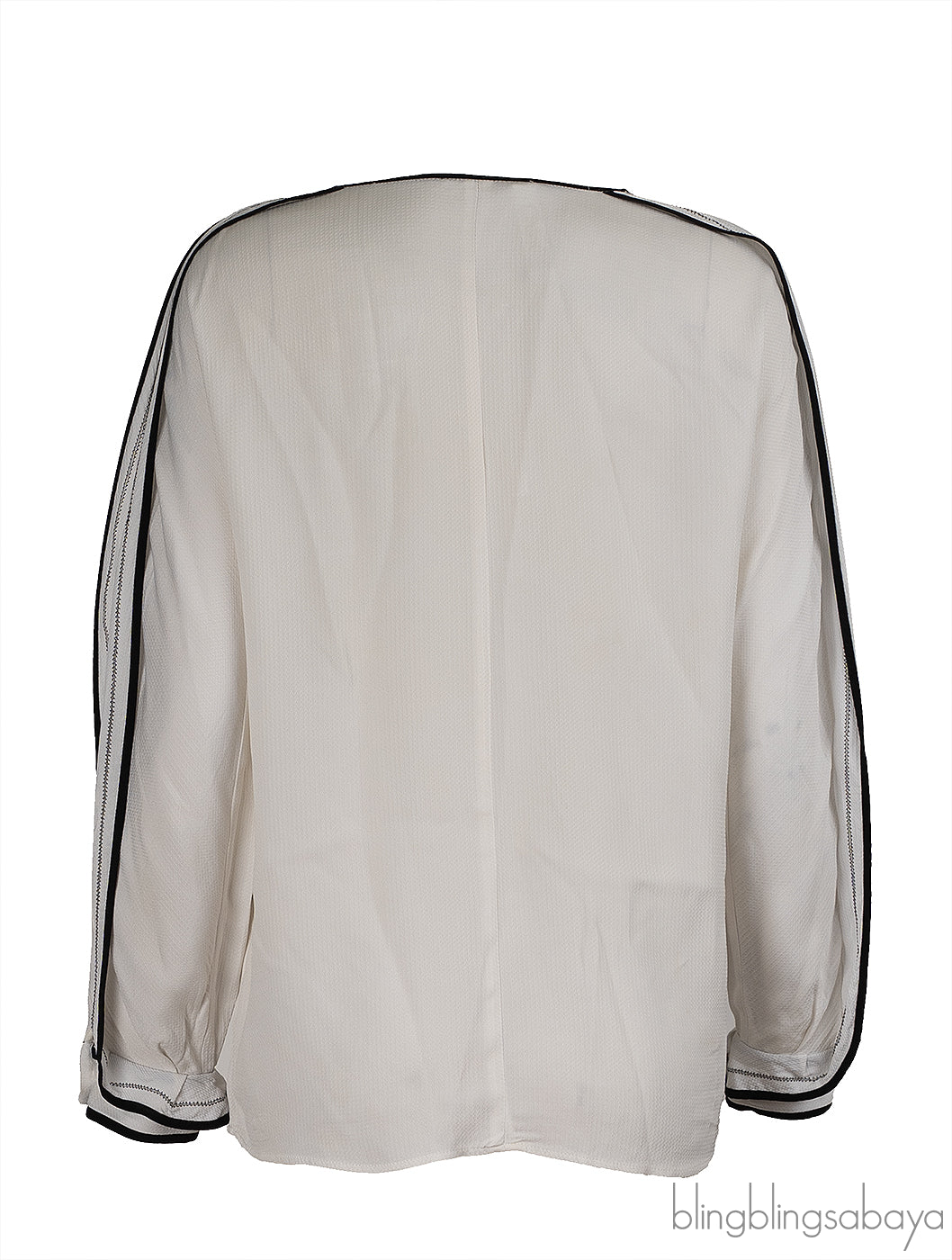 Chloe Milk White and Black Trim Blouse