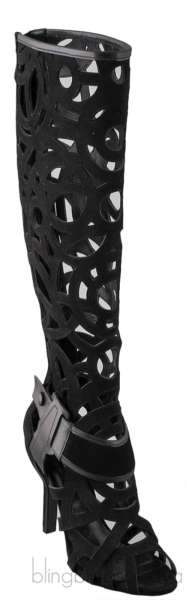 Gabo Laser-cut Suede Knee Boots