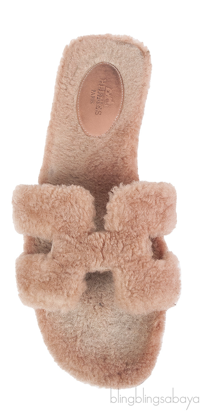 Hermes Oran Teddy Bear Brown Sandals