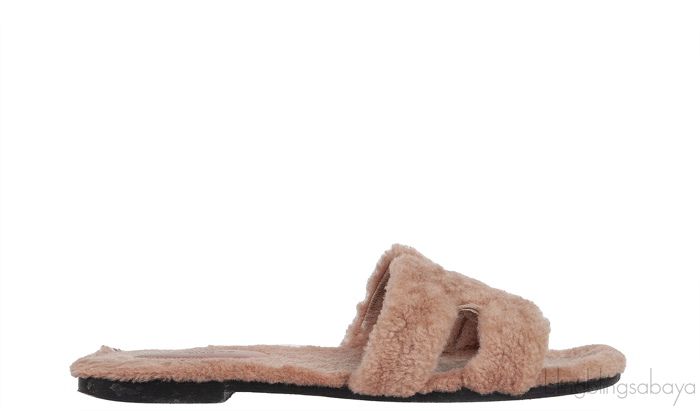 Hermes Oran Teddy Bear Brown Sandals