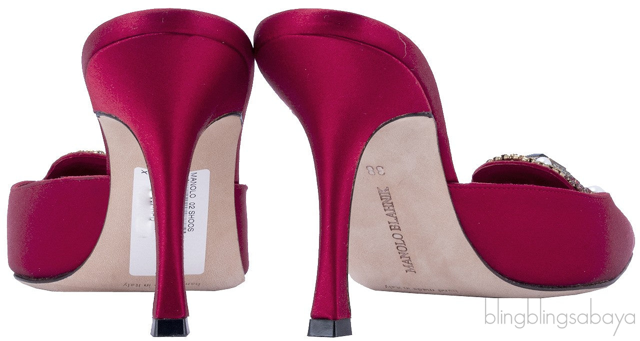 Red Eufra Mid Heel Sandals