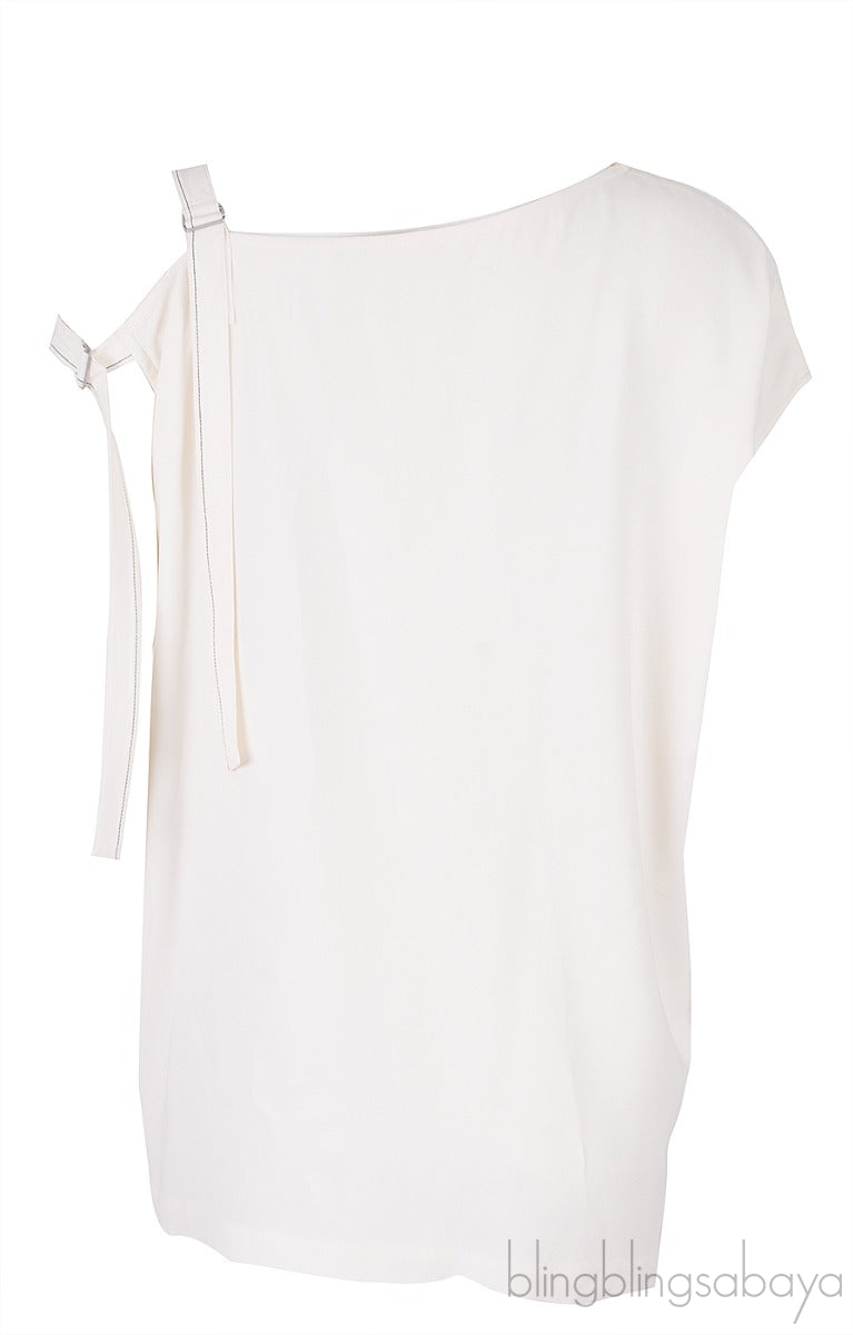 Asymmetric Shoulder Off-white Top
