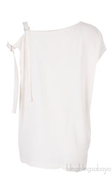 Asymmetric Shoulder Off-white Top
