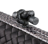 Black Intrecciato Snake Trim Clutch