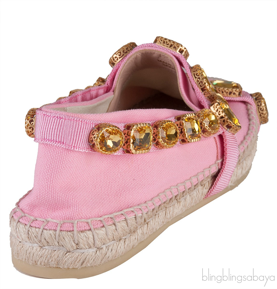 Pepita Pink Canvas Crystal Espadrille