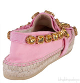 Pepita Pink Canvas Crystal Espadrille