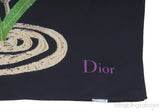 Black Floral Print Silk Scarf