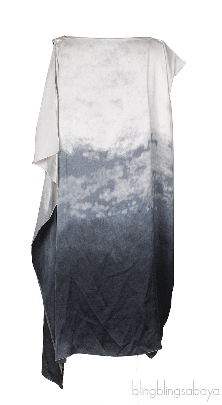 Bottega Veneta Gradient White Blue Grey Silk Dress