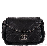 Black Quilted Rabbit Fur Bag