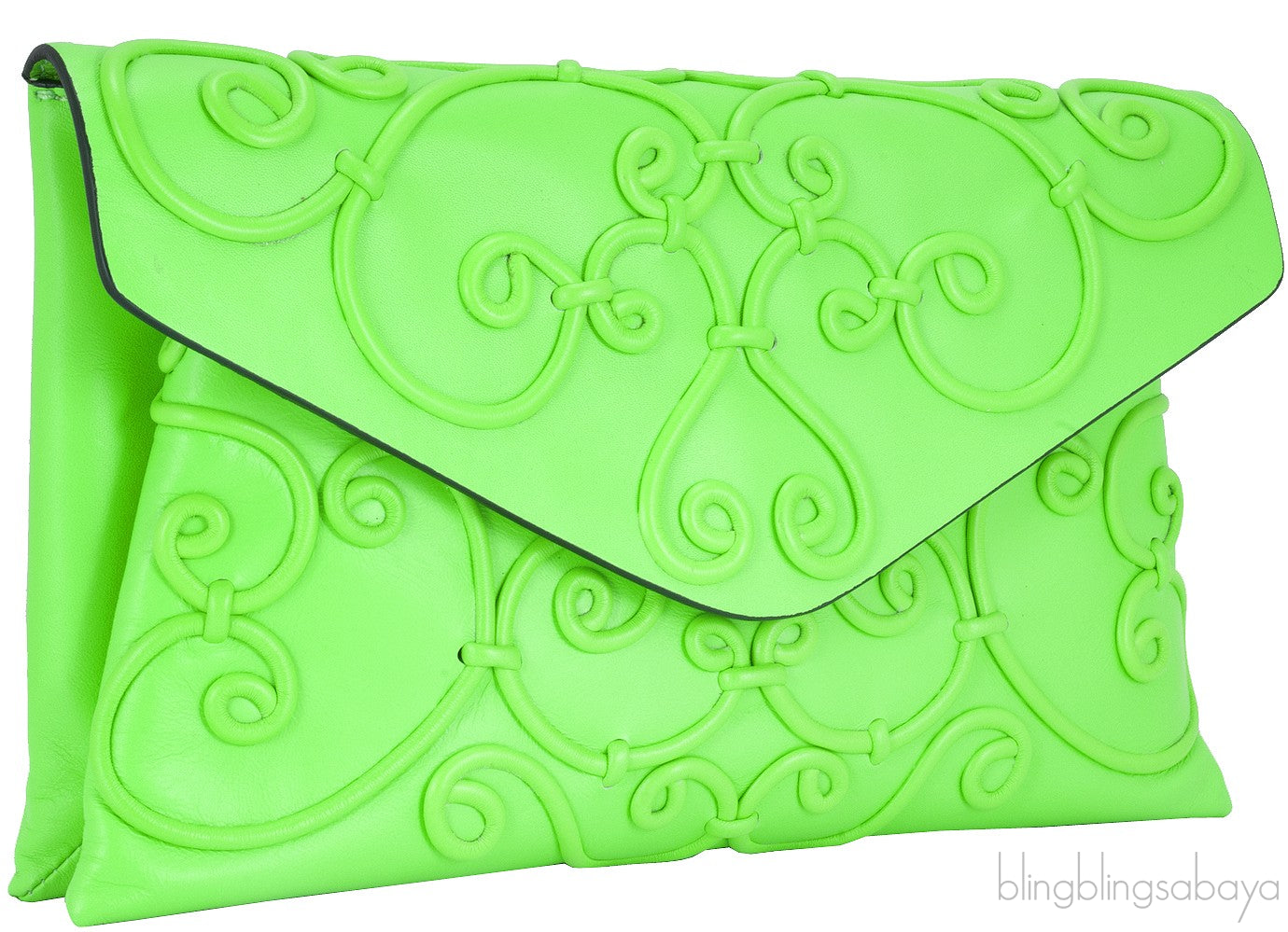 Intrigate Envelope Clutch Neon Green