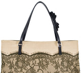 Beige Raffia & Lace Tote