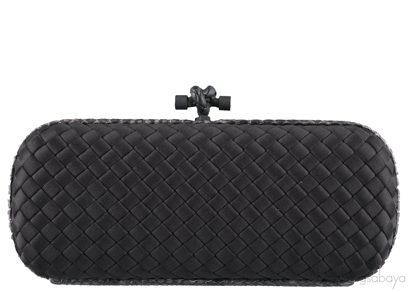 Black Intrecciato Snake Trim Clutch