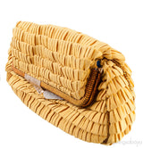 Yellow Borderline Pleated Satin Clutch