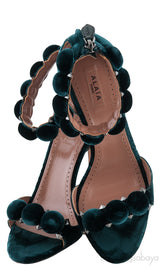 Emerald Velvet Bombe Heels