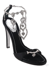 Black Heart Chain Strap Sandals