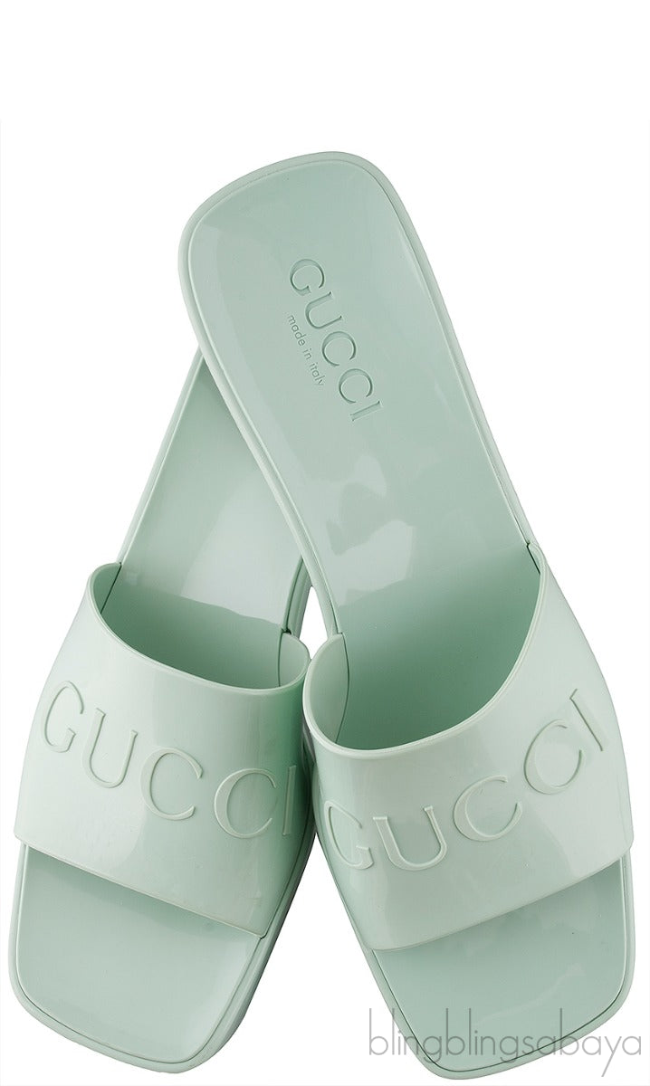 Pastel Green Rubber Slide Sandals
