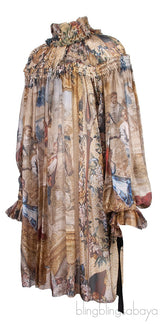 Vintage Multicolor Print Mini Dress