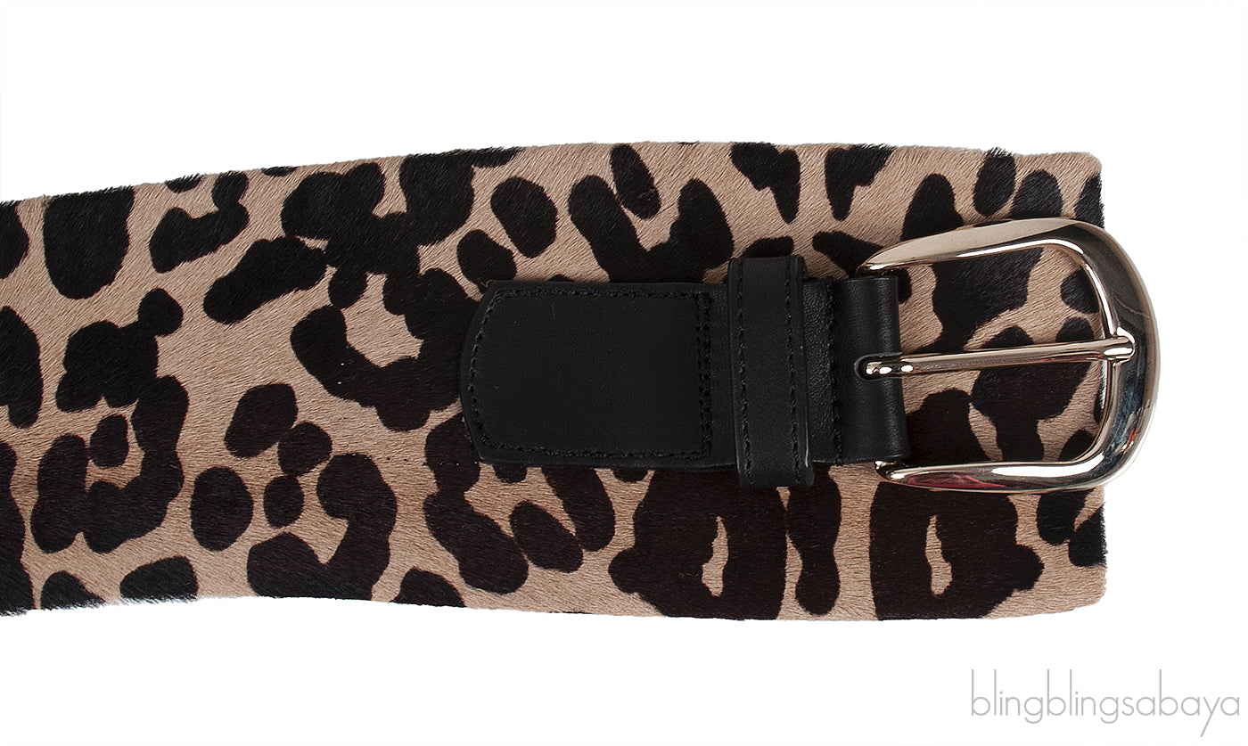Leopard Print Pony Hair Wide Belt