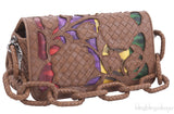 Brown Intrecciato Floral Chain Handle Bag