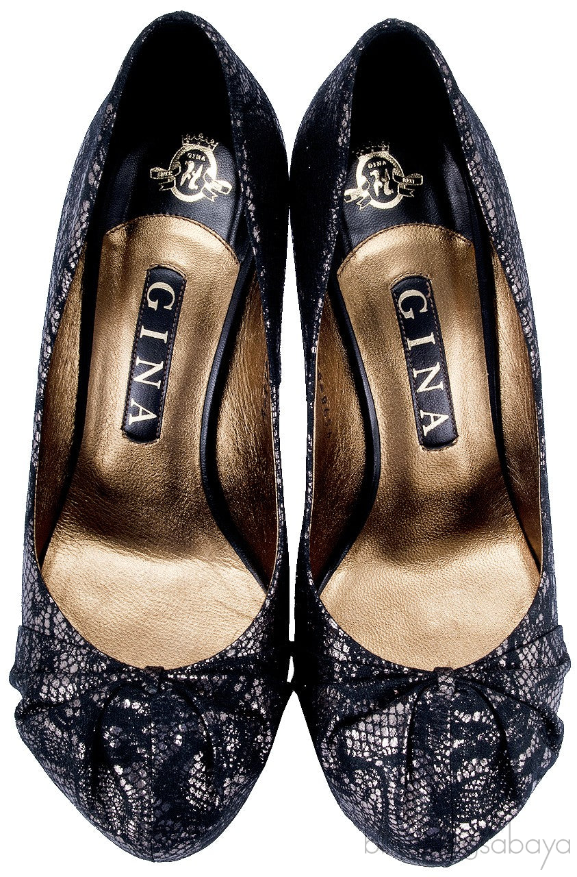 Black Metallic Gold Claire Hoodie Pump