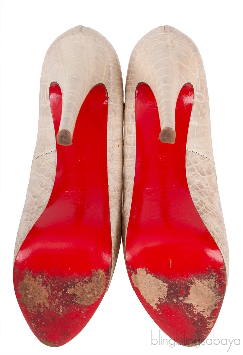 Alabastro Crocodile Peep Toe Pumps