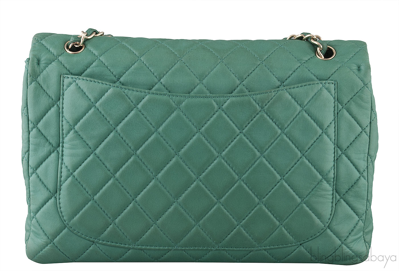 Green Quilted Single Flap Maxi GHW